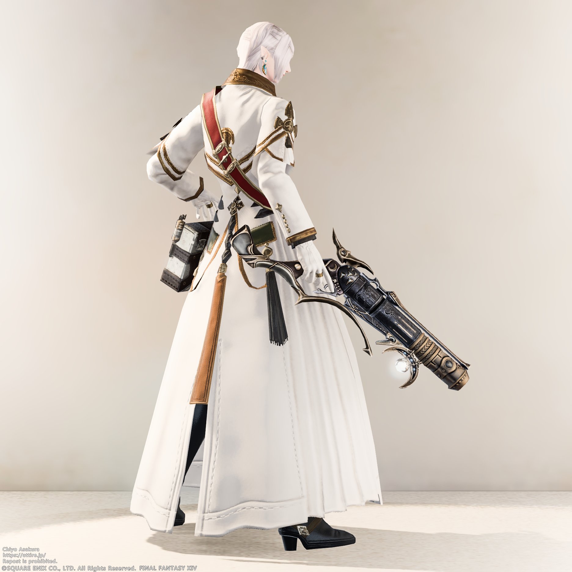 ルナエンヴォイ・ハンドゴンネ（Lunar Envoy’s Handgonne）— FF14 IL630 Lv90 機工士用銃、アラガントームストーン：因果→現在は詩学で交換できる武器の染色カラーバリエーションの見た目・外観画像 / Dyed color variant appearance of the FF14 IL630 Machinist firearm “Lunar Envoy’s Handgonne”, originally obtained with Causality and now exchanged for Poetics.