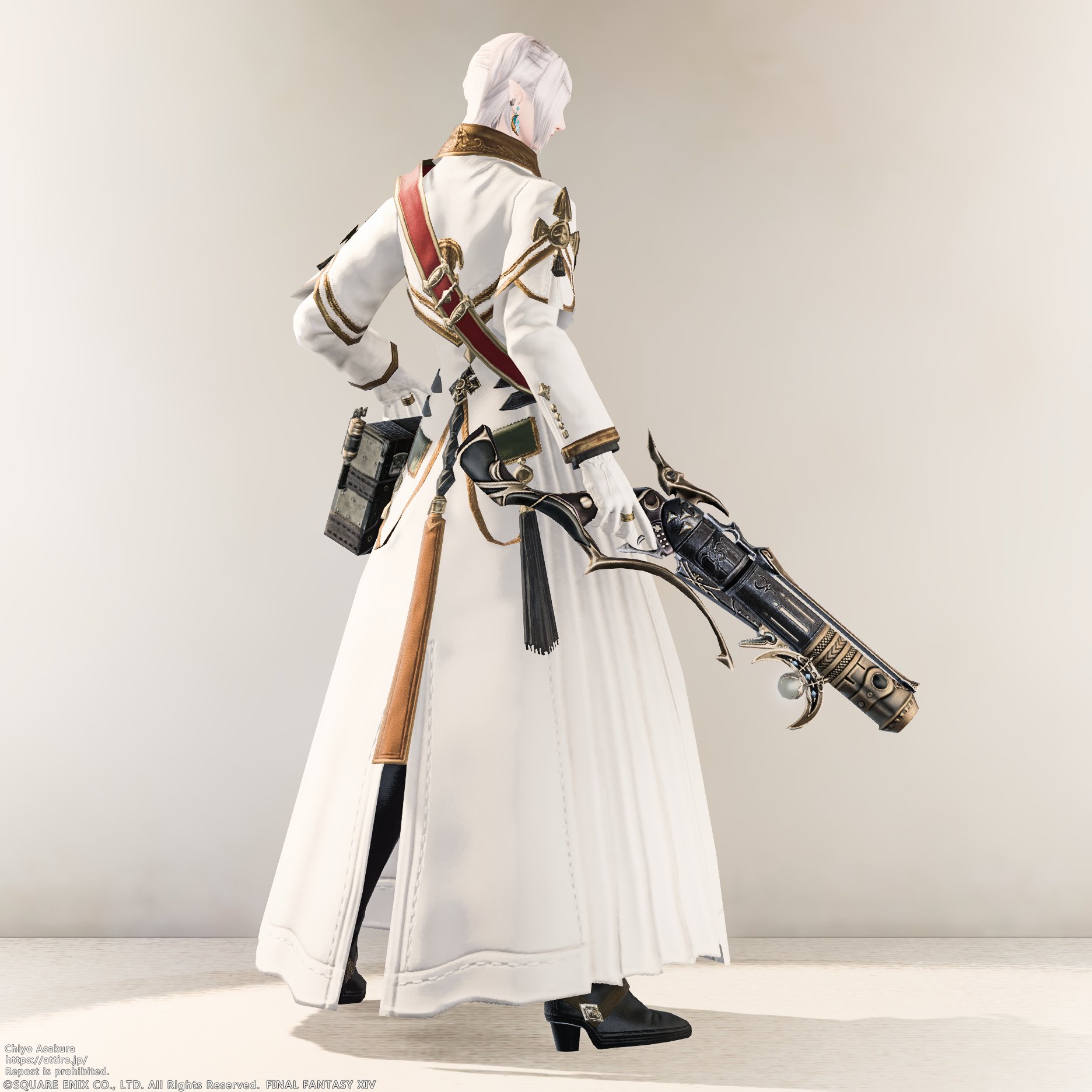 ルナエンヴォイ・ハンドゴンネ（Lunar Envoy’s Handgonne）— FF14 IL630 Lv90 機工士用銃、アラガントームストーン：因果→現在は詩学で交換できる武器の染色カラーバリエーションの見た目・外観画像 / Dyed color variant appearance of the FF14 IL630 Machinist firearm “Lunar Envoy’s Handgonne”, originally obtained with Causality and now exchanged for Poetics.