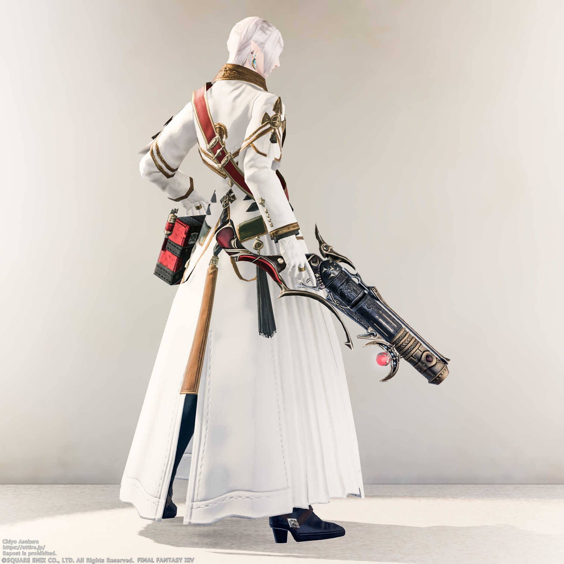 ルナエンヴォイ・ハンドゴンネ（Lunar Envoy’s Handgonne）— FF14 IL630 Lv90 機工士用銃、アラガントームストーン：因果→現在は詩学で交換できる武器の染色カラーバリエーションの見た目・外観画像 / Dyed color variant appearance of the FF14 IL630 Machinist firearm “Lunar Envoy’s Handgonne”, originally obtained with Causality and now exchanged for Poetics.