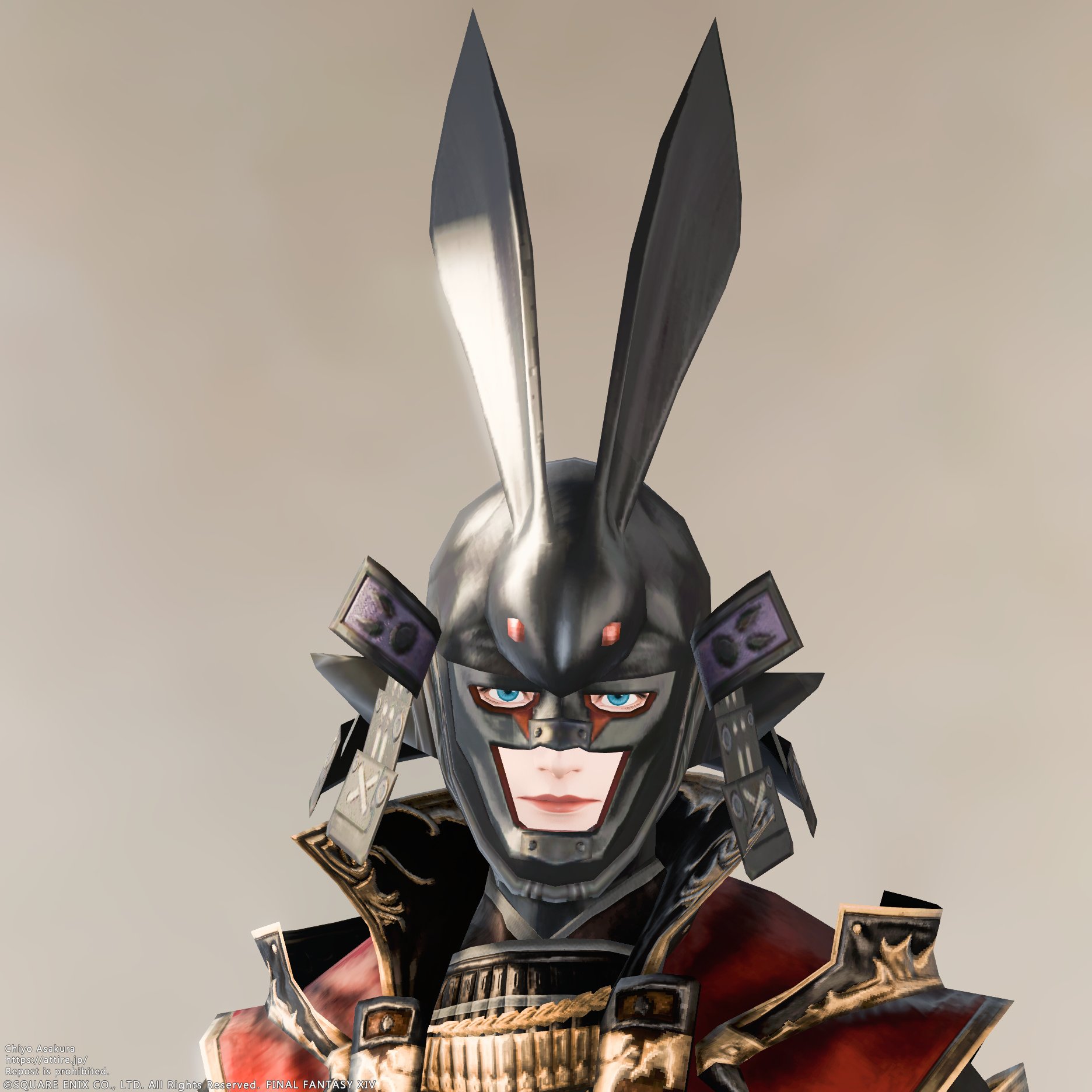 鉄地黒漆塗兎形兜